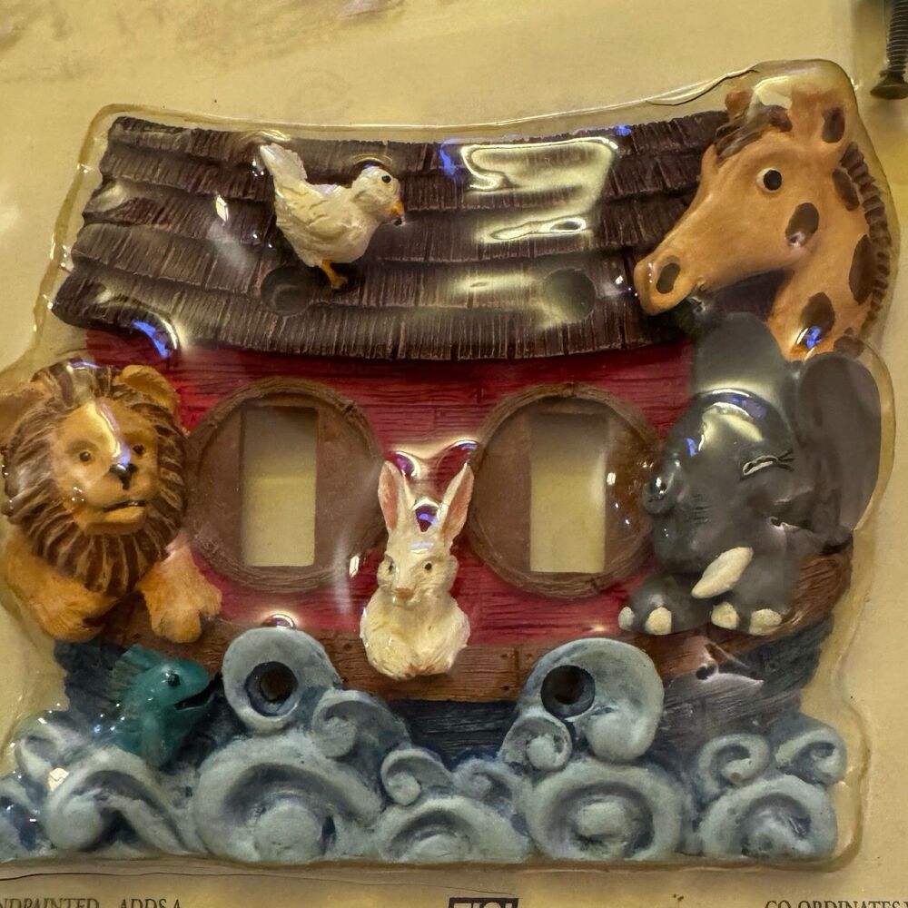 Noah's Ark Double Light Switch Cover‎ 3D Nursery Kids Room 1996 NEW CUTE!!